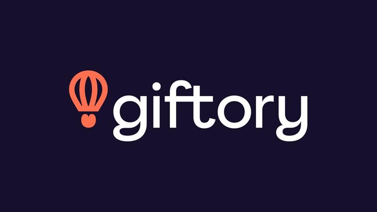Giftory logo which is a stylized light bulb next to the text of the company name