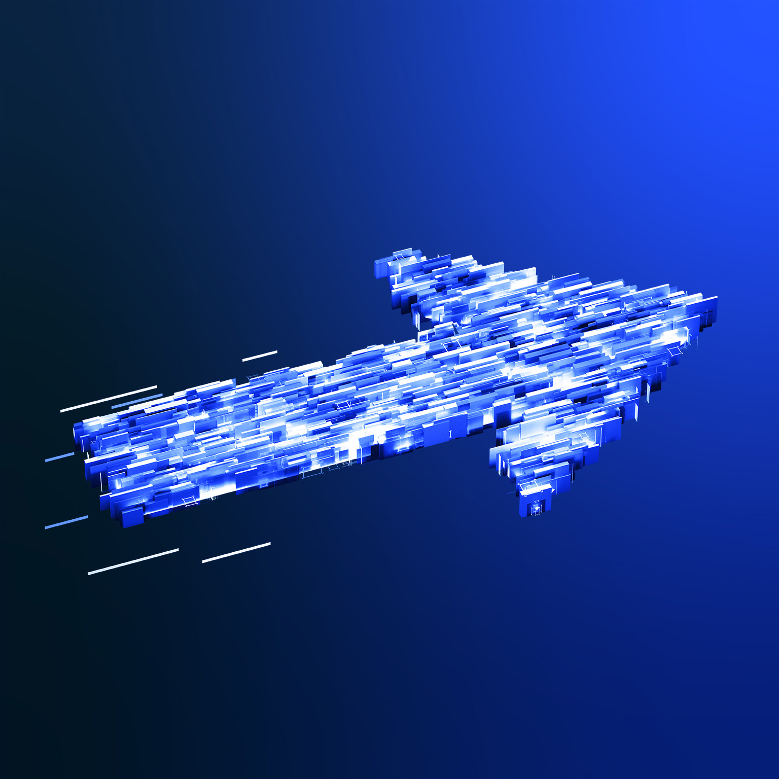 Abstract cubic shapes connected into arrow sign