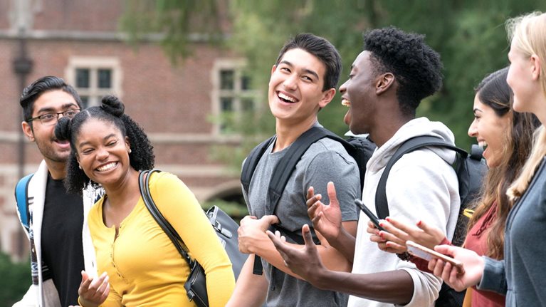 Making New Friends at College - stock photo