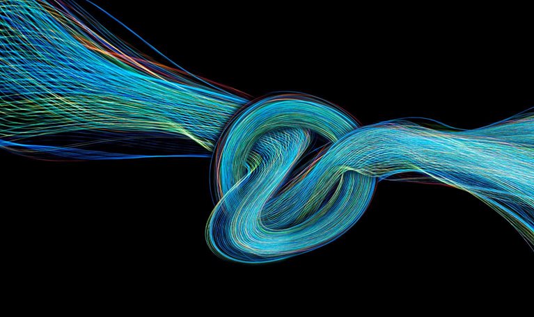 Close up of knotted light trails