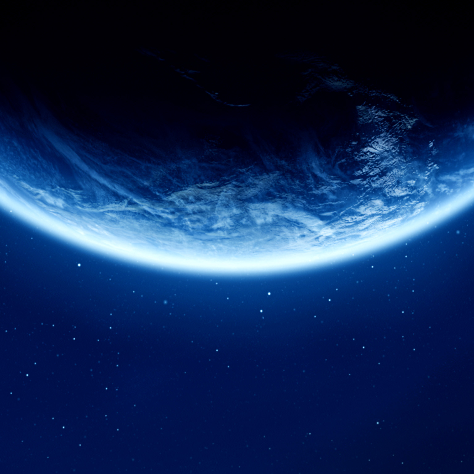The horizon line of planet Earth as seen from space