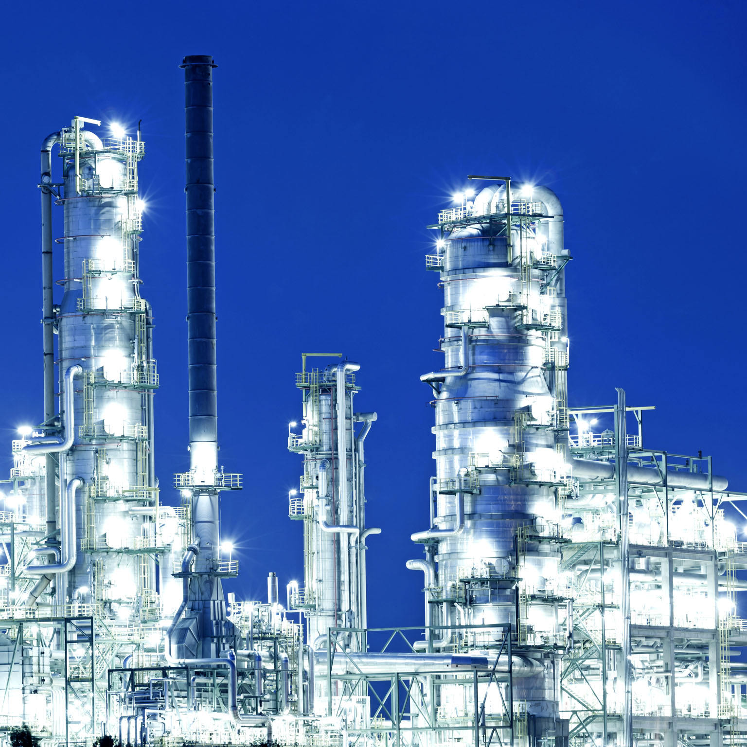 Gleaming chemicals plant