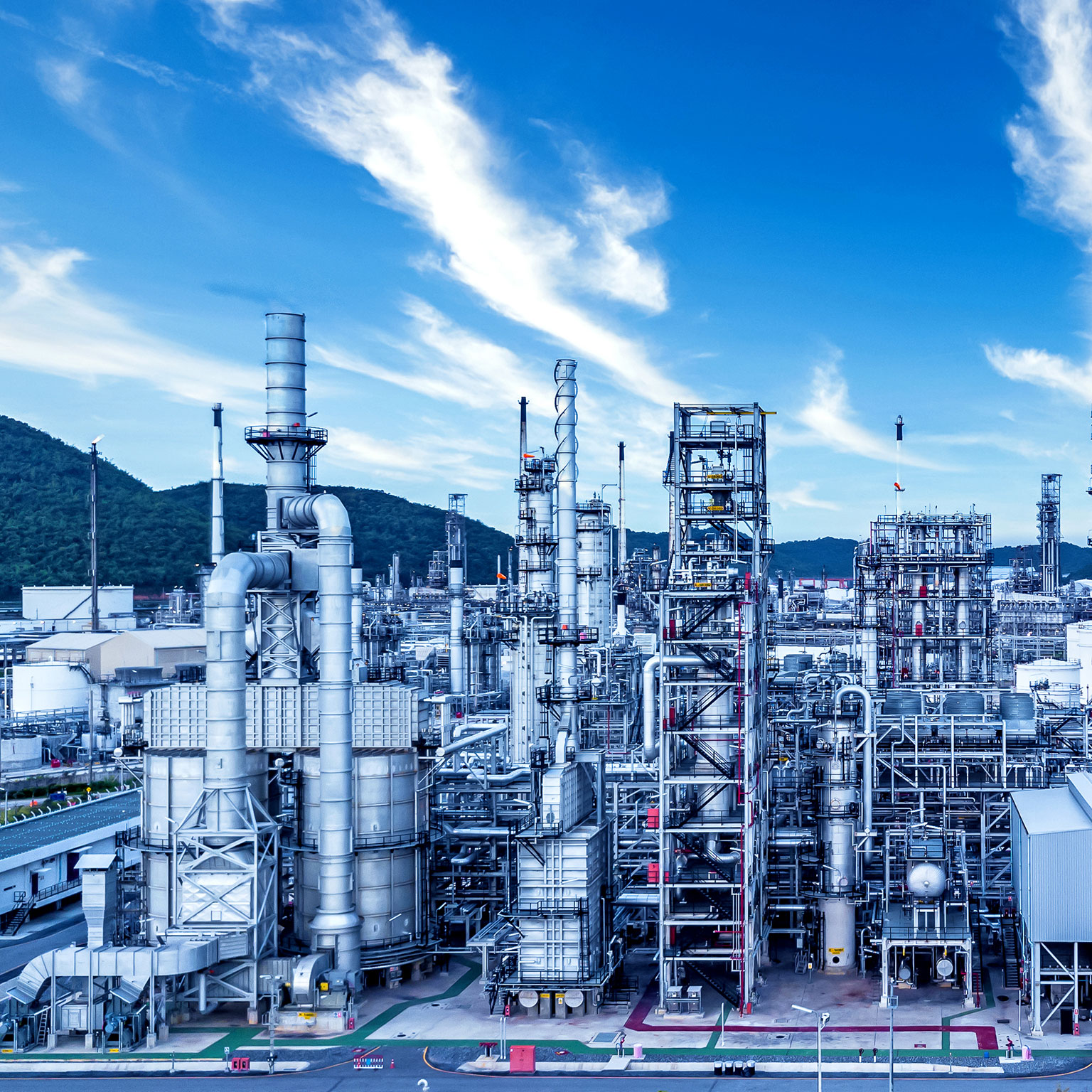 Aerial view oil and gas petrochemical industrial