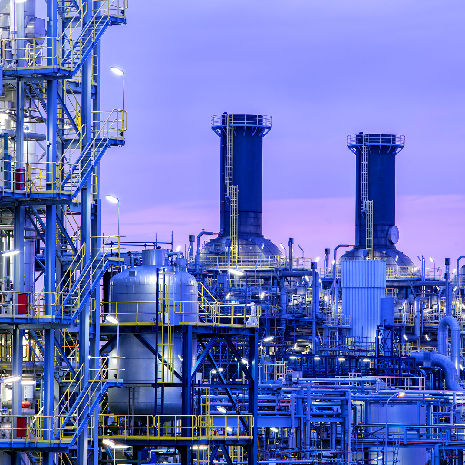 Petrochemical plant at twilight