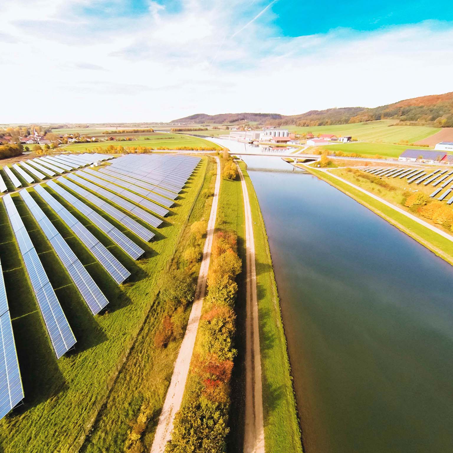 Aerial view of solar power station
