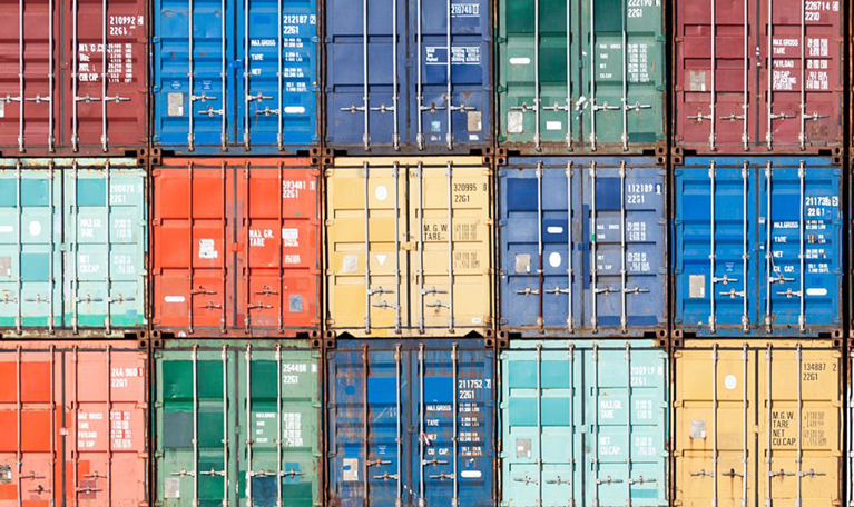 photo stacked shipping containers