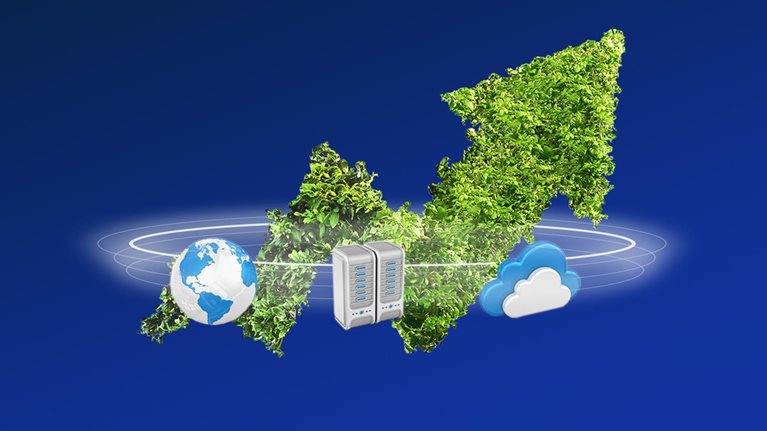 green arrow made of plants trending upwards - illustration