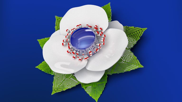 flower made of computer chips - illustration