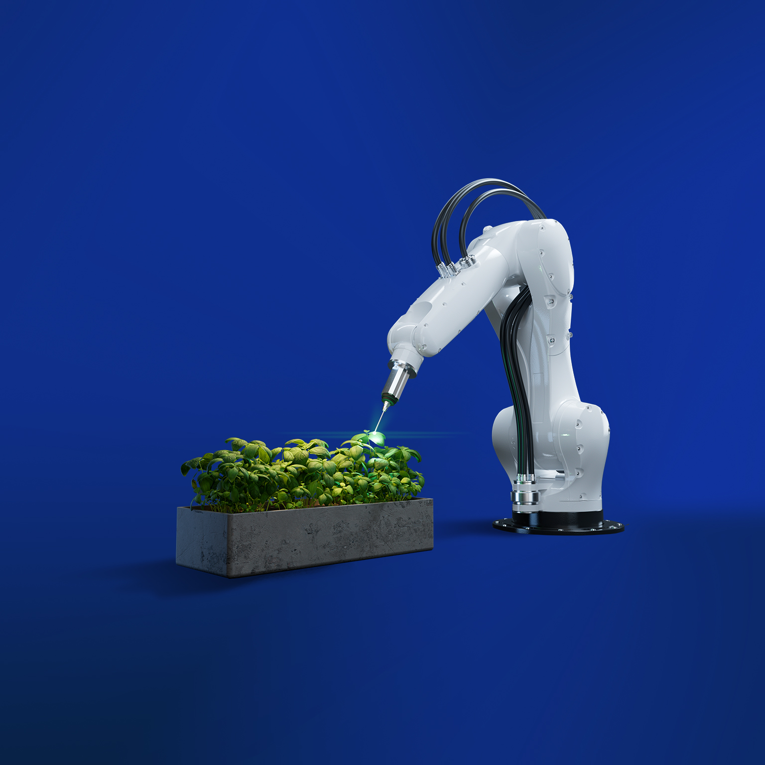 robotic arm tending to plants - image